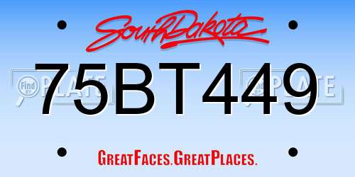 75BT449 South Dakota License Plate