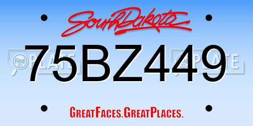 75BZ449 South Dakota License Plate
