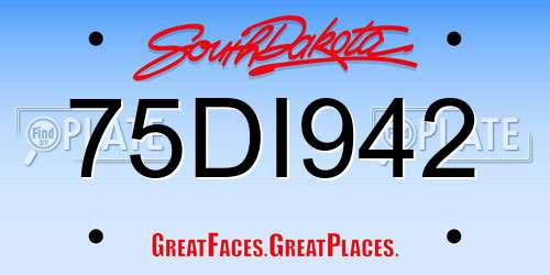 75DI942 South Dakota License Plate