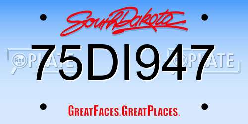 75DI947 South Dakota License Plate