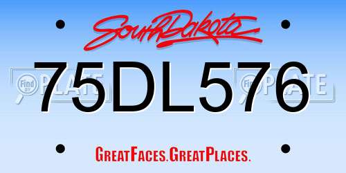 75DL576 South Dakota License Plate