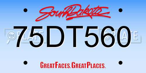 75DT560 South Dakota License Plate