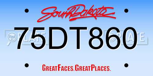 75DT860 South Dakota License Plate