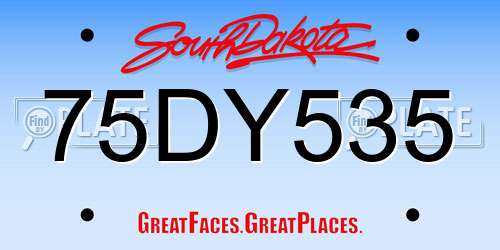 75DY535 South Dakota License Plate