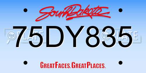 75DY835 South Dakota License Plate