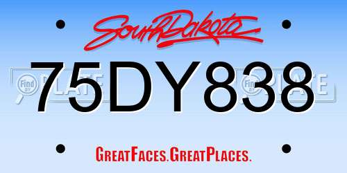 75DY838 South Dakota License Plate