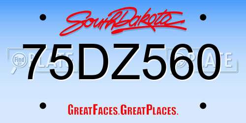 75DZ560 South Dakota License Plate