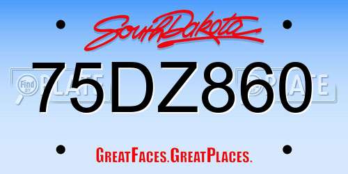 75DZ860 South Dakota License Plate