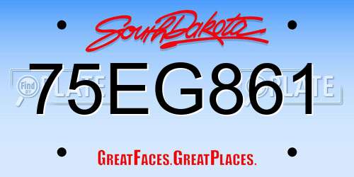 75EG861 South Dakota License Plate