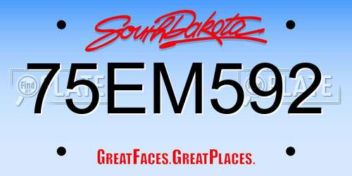 75EM592 South Dakota License Plate