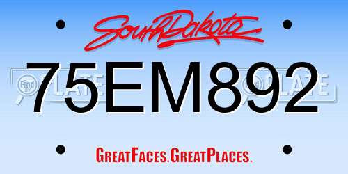 75EM892 South Dakota License Plate
