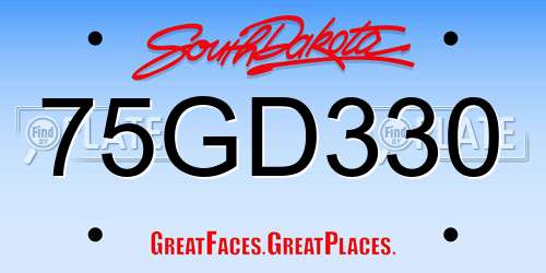 75GD330 South Dakota License Plate