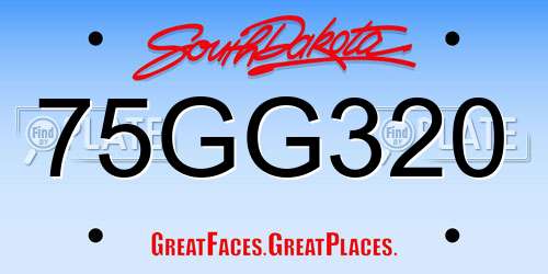 75GG320 South Dakota License Plate