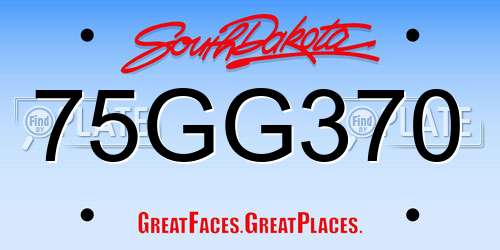 75GG370 South Dakota License Plate