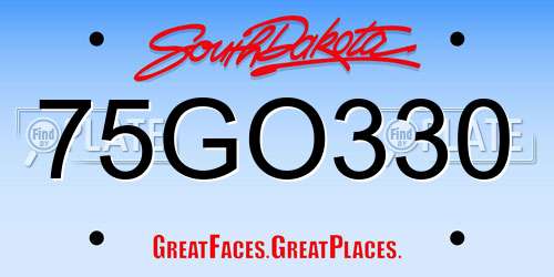 75GO330 South Dakota License Plate