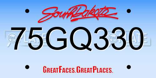 75GQ330 South Dakota License Plate