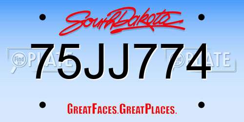 75JJ774 South Dakota License Plate