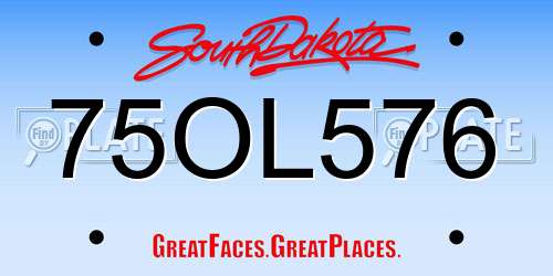 75OL576 South Dakota License Plate
