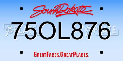 75OL876 South Dakota License Plate