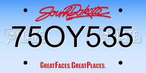 75OY535 South Dakota License Plate