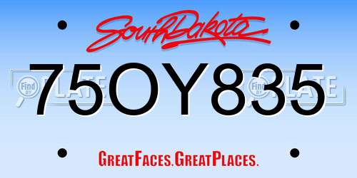 75OY835 South Dakota License Plate