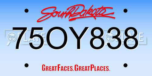 75OY838 South Dakota License Plate