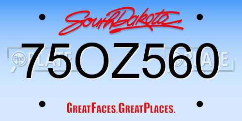 75OZ560 South Dakota License Plate