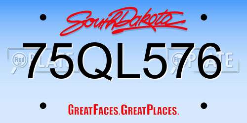 75QL576 South Dakota License Plate