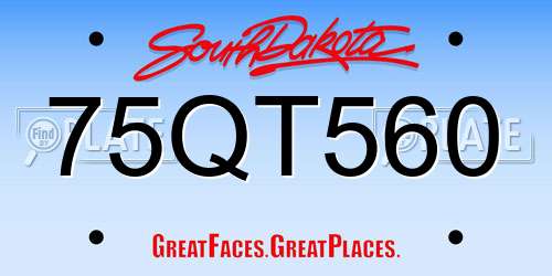 75QT560 South Dakota License Plate