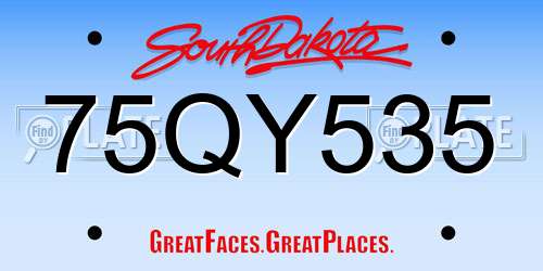 75QY535 South Dakota License Plate