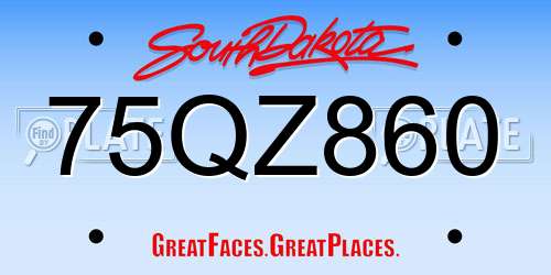 75QZ860 South Dakota License Plate