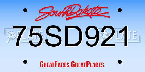 75SD921 South Dakota License Plate
