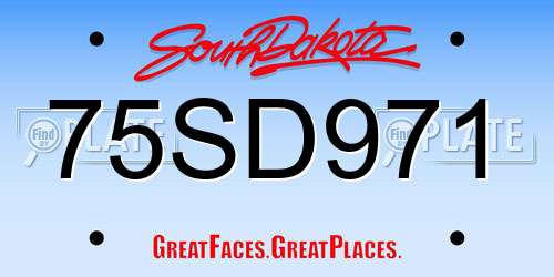 75SD971 South Dakota License Plate