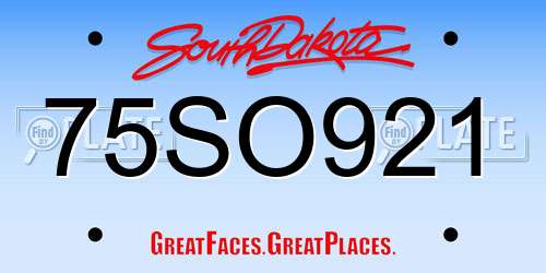 75SO921 South Dakota License Plate