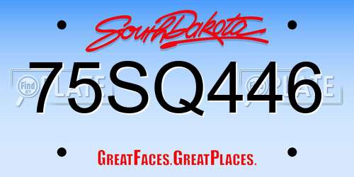 75SQ446 South Dakota License Plate