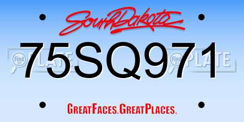 75SQ971 South Dakota License Plate