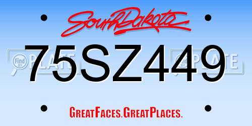 75SZ449 South Dakota License Plate