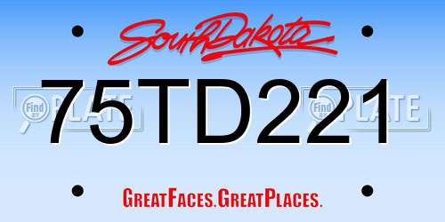 75TD221 South Dakota License Plate