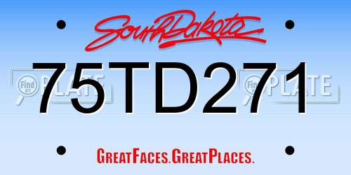 75TD271 South Dakota License Plate