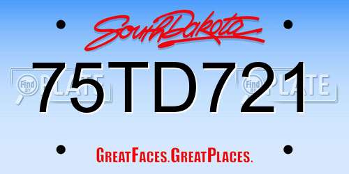 75TD721 South Dakota License Plate