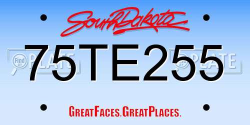 75TE255 South Dakota License Plate