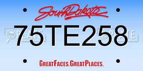 75TE258 South Dakota License Plate