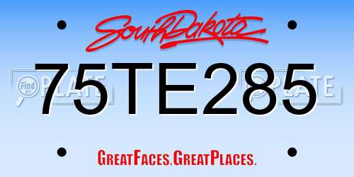 75TE285 South Dakota License Plate