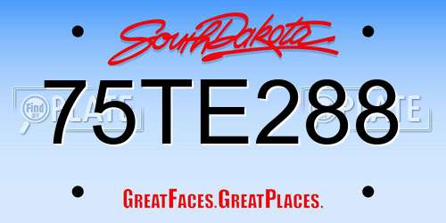 75TE288 South Dakota License Plate