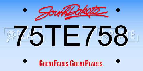 75TE758 South Dakota License Plate