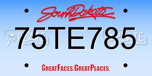 75TE785 South Dakota License Plate