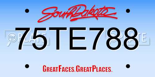 75TE788 South Dakota License Plate