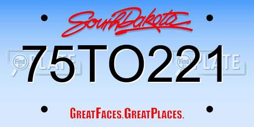 75TO221 South Dakota License Plate