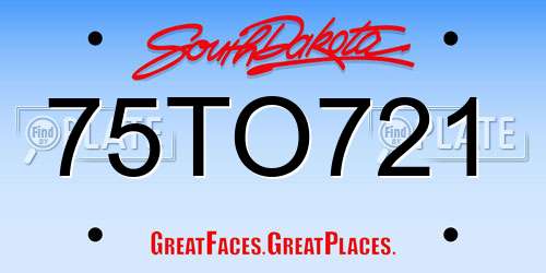 75TO721 South Dakota License Plate