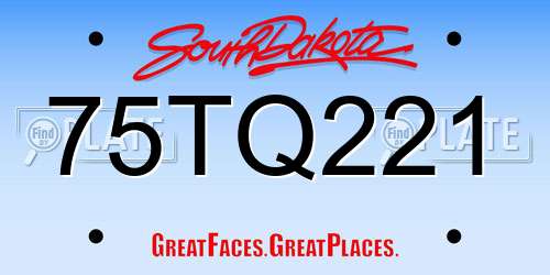 75TQ221 South Dakota License Plate